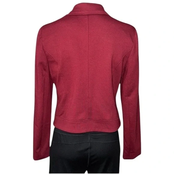 JULES & LEOPOLDO WOMENS SM PETITE BURGUNDY BLAZER JACKET W/ ANIMAL PRINT CAMI - Picture 4 of 6